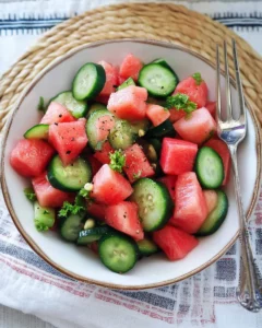 Watermelon Cucumber Jalapeño Salad