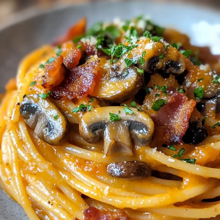 Pumpkin & Mushroom Spaghetti with Crispy Bacon